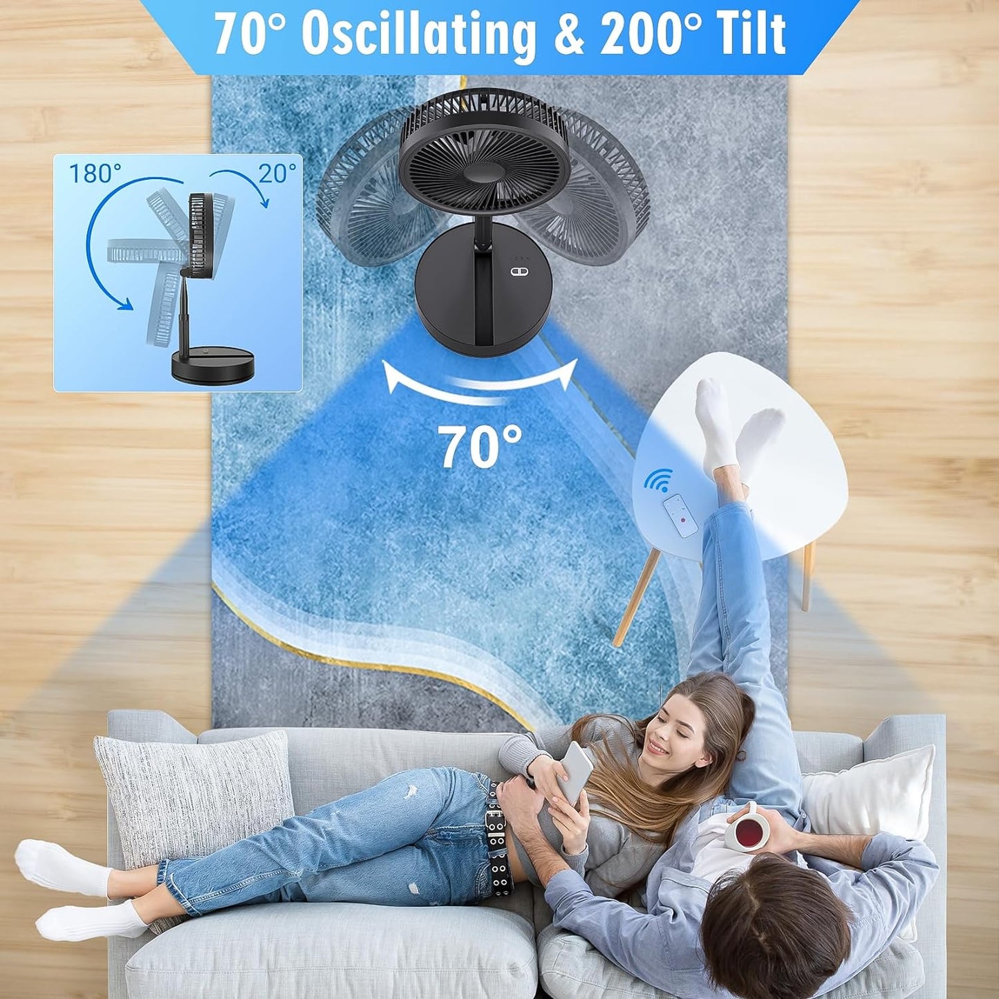 Portable Foldable Rechargeable Oscillating Fan