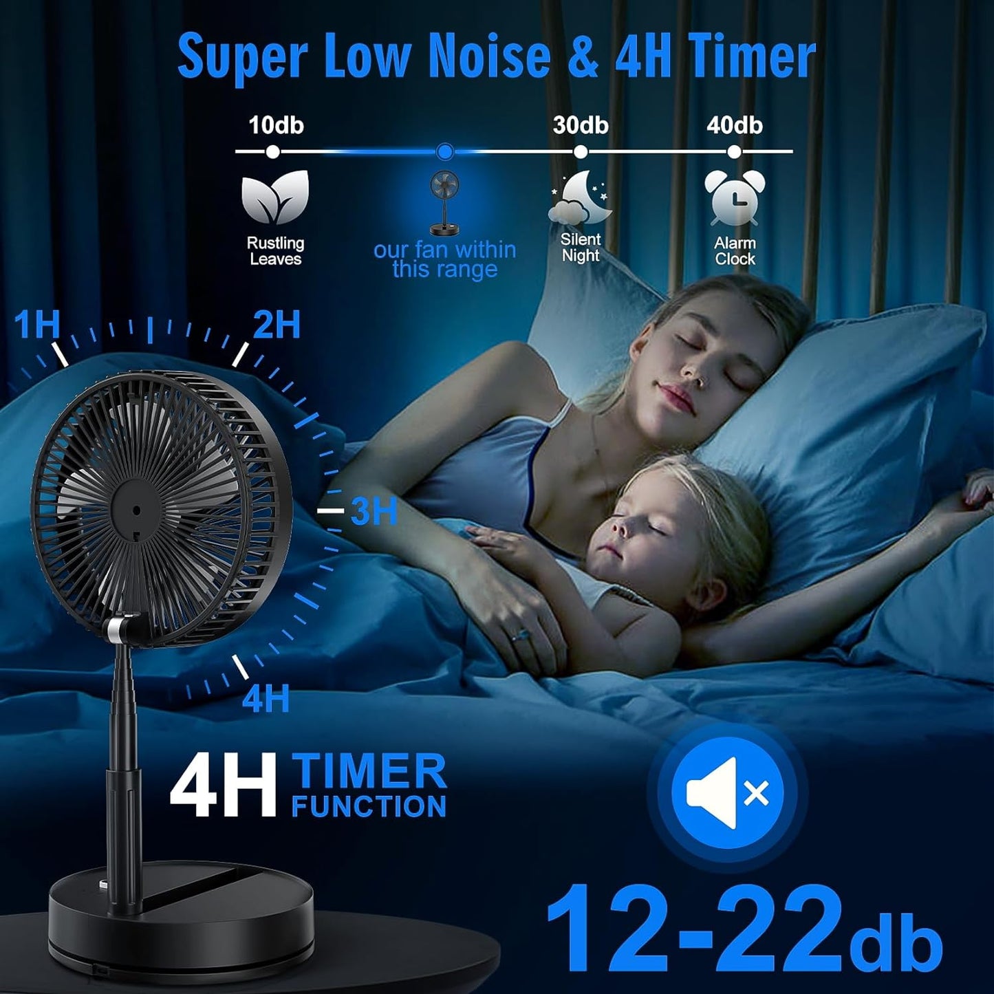 Portable Foldable Rechargeable Oscillating Fan