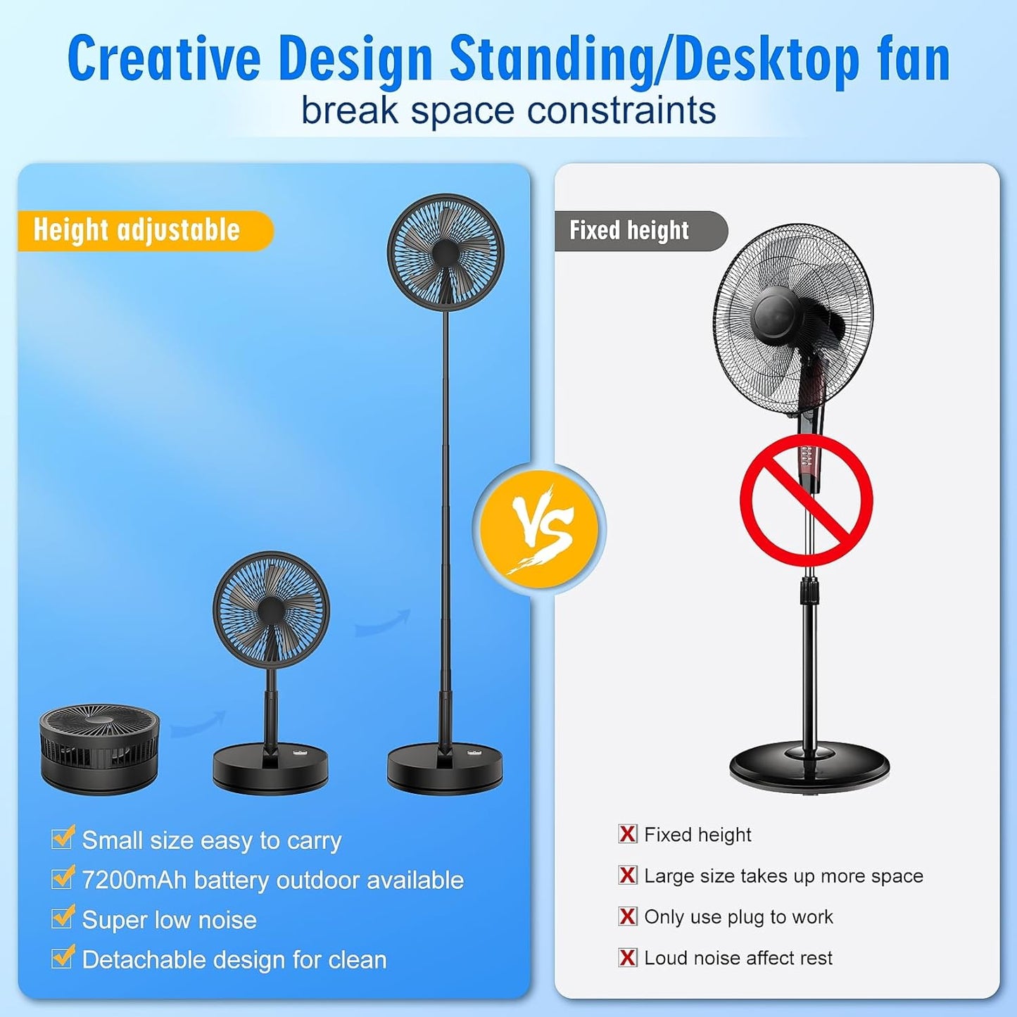 Portable Foldable Rechargeable Oscillating Fan