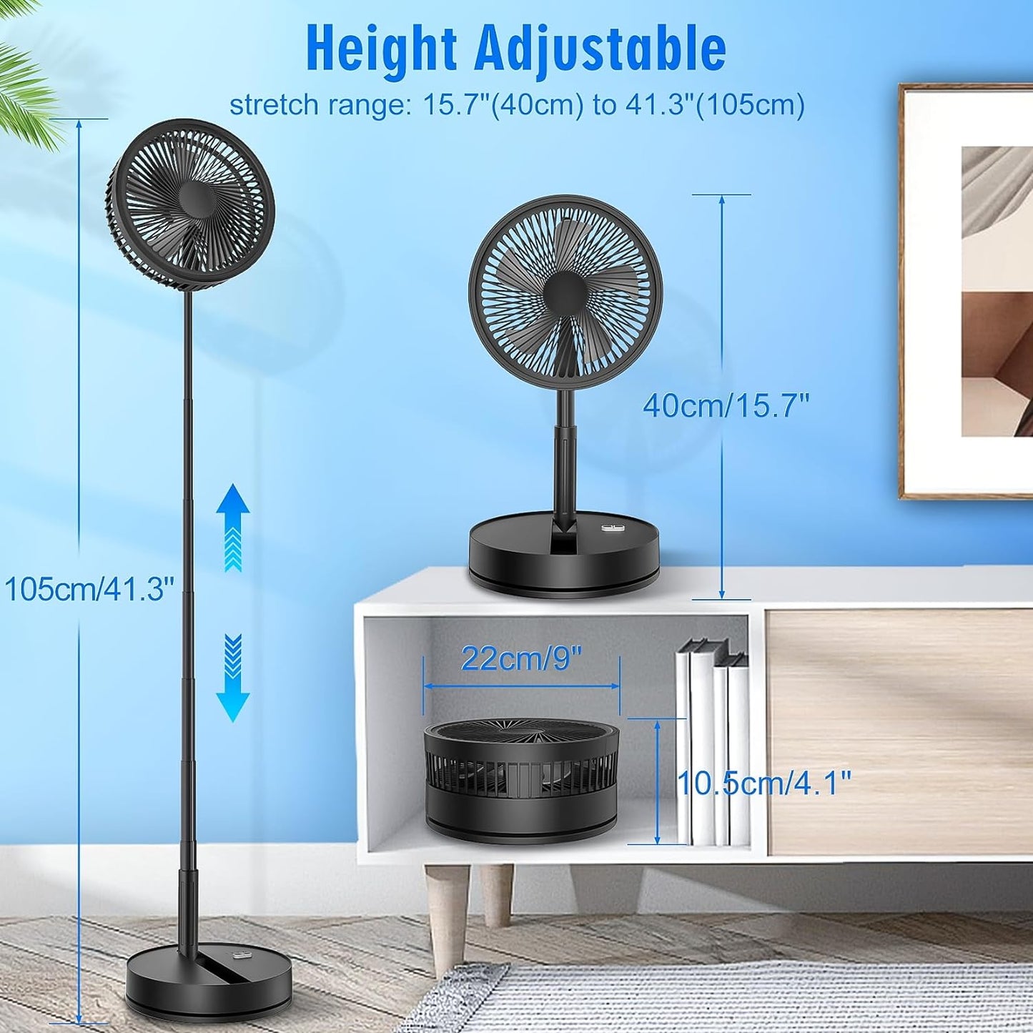 Portable Foldable Rechargeable Oscillating Fan