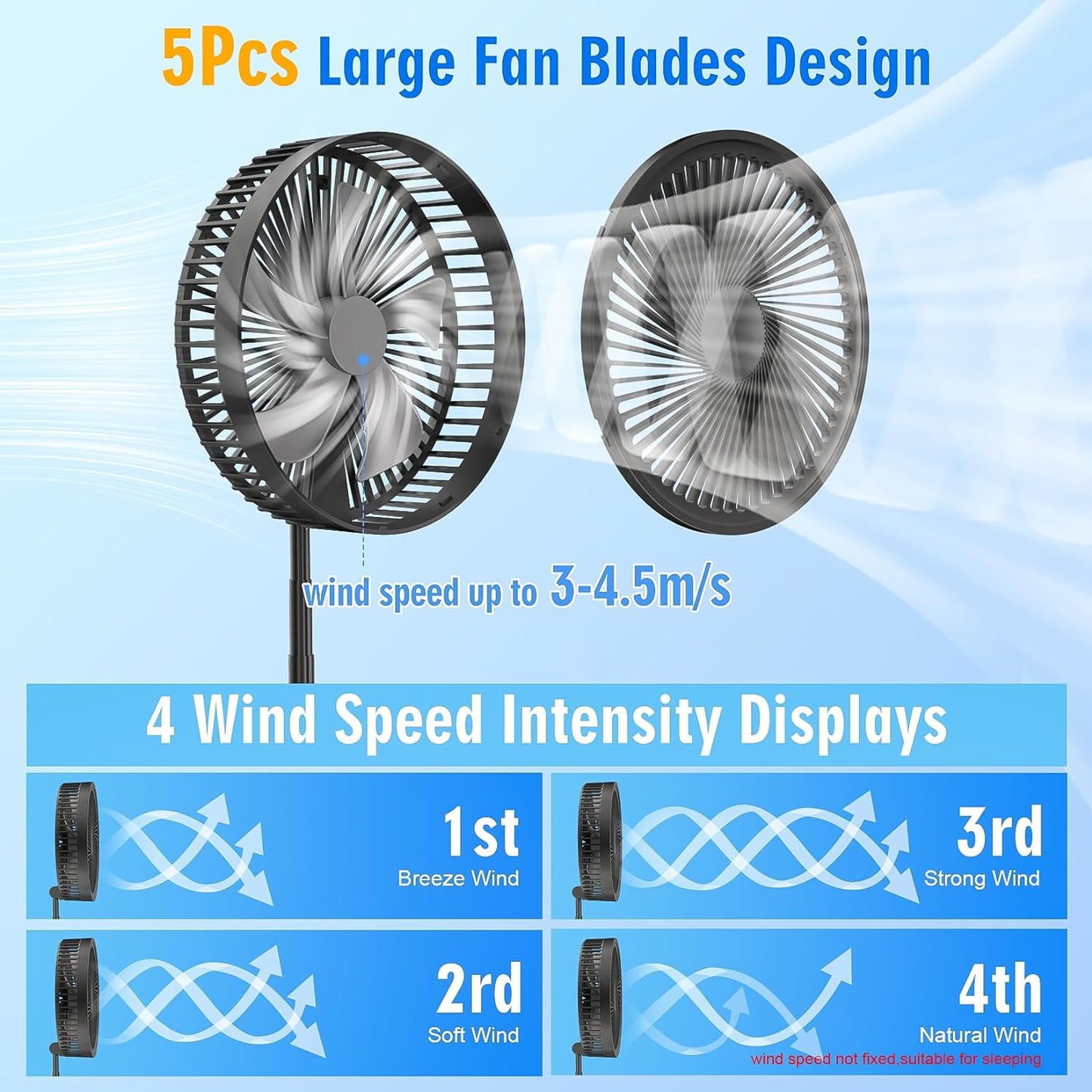 Portable Foldable Rechargeable Oscillating Fan