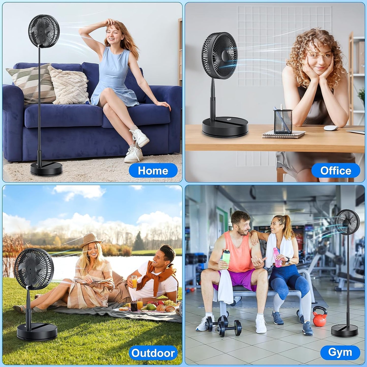 Portable Foldable Rechargeable Oscillating Fan