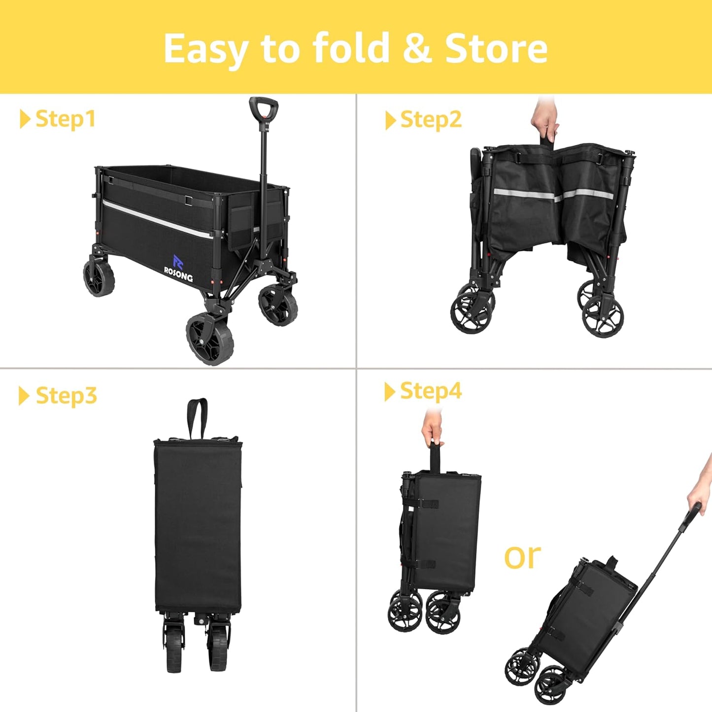 Collapsible Wagon Cart with Wheels Foldable