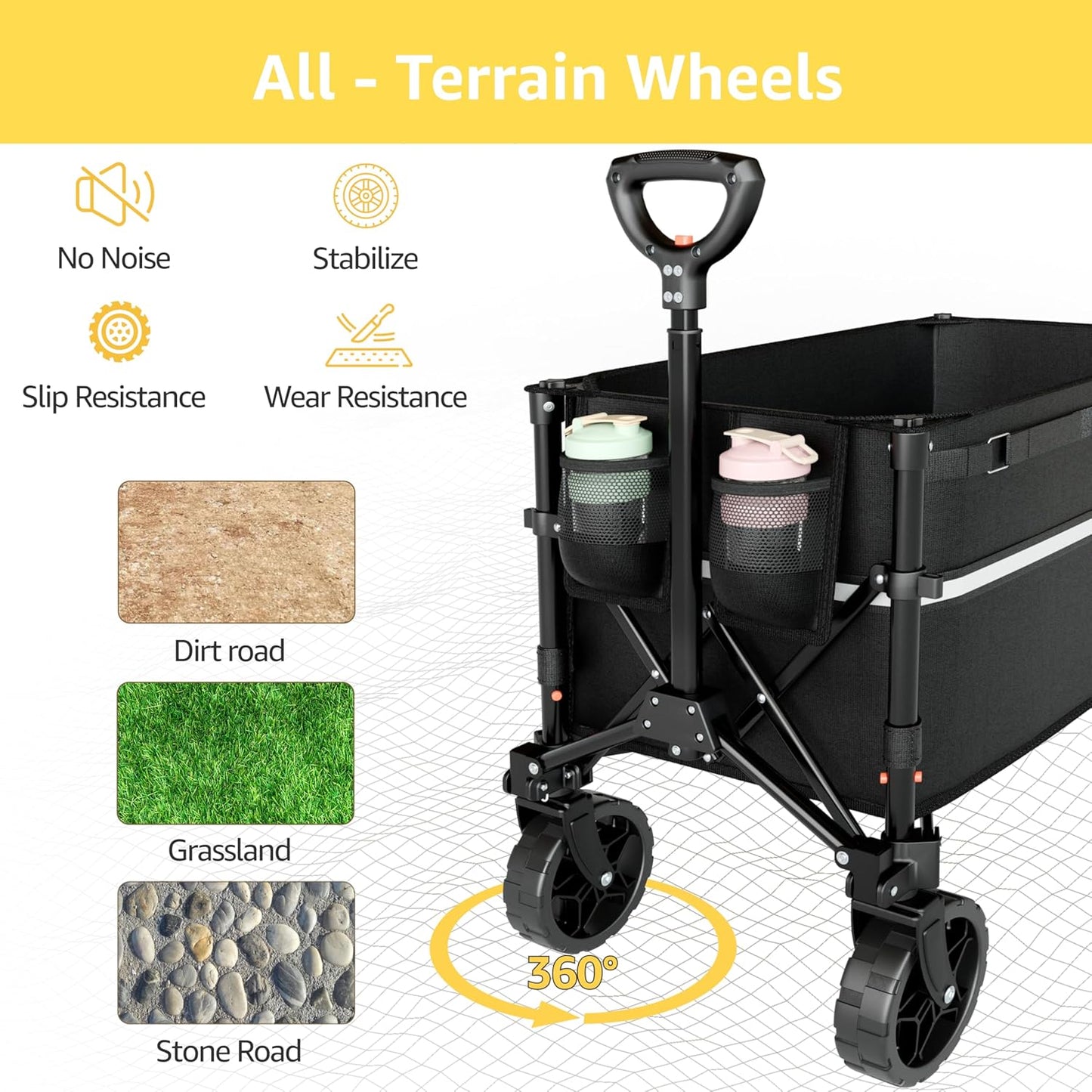 Collapsible Wagon Cart with Wheels Foldable