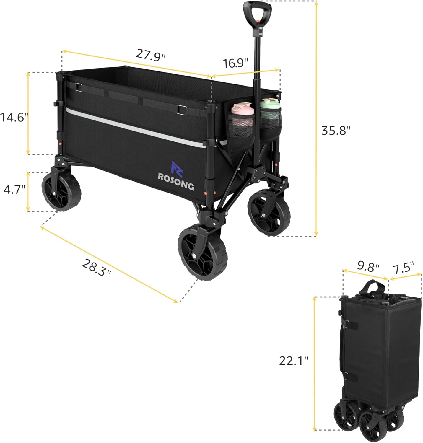 Collapsible Wagon Cart with Wheels Foldable